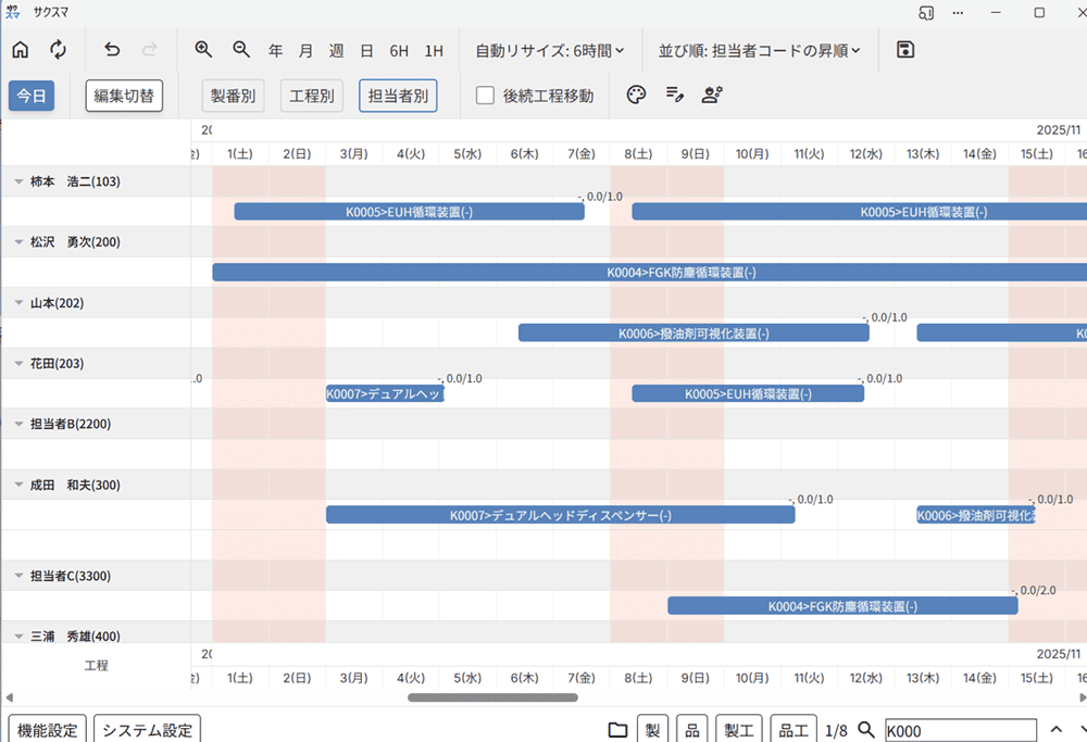 サクスマ タブレット版 作業指示画面